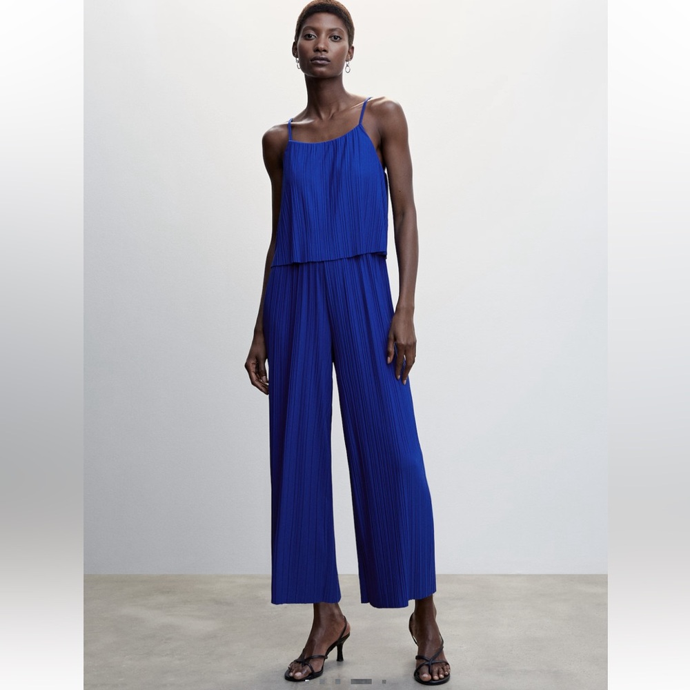 Mango Pleated Jumpsuit - Electric Blue - Small